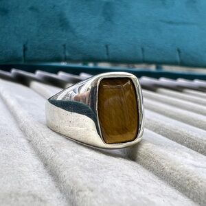 Tiger Eye Men’s 925 Sterling Silver Ring